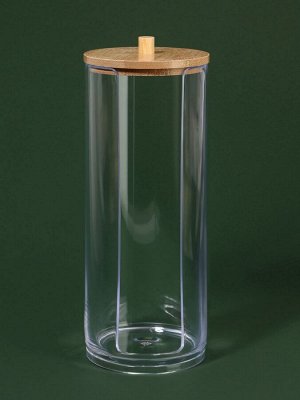 Органайзер для ватных дисков, с крышкой, d=6.5x18 см, прозрачный, коричневый