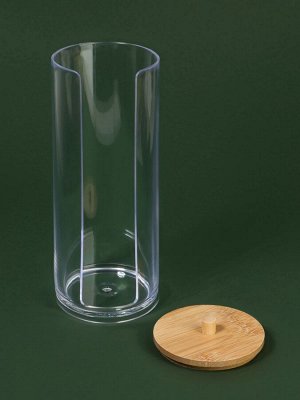 Органайзер для ватных дисков, с крышкой, d=6.5x18 см, прозрачный, коричневый