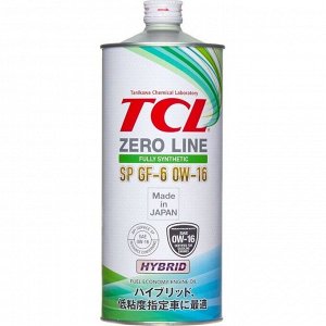 Масло моторное TCL Zero Line 0w16, синтетическое, API SP, ILSAC GF-6B, для бензинового двигателя, 1л, арт. Z0010016SP