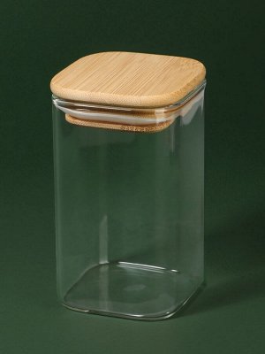 Органайзер для хранения ватных палочек «BAMBOO», с крышкой, 10x6x6 см, прозрачный, коричневый