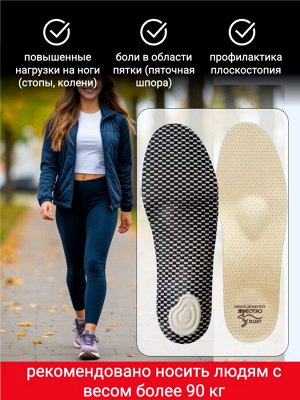 Ортопедические каркасные стельки с амортизатором из натуральной кожи для мужчин и женщин при пяточной шпоре и плоскостопии с разгружающими элементами, пара