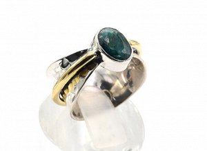 Кольцо С925 с изумрудом, размер 18, 6,6г