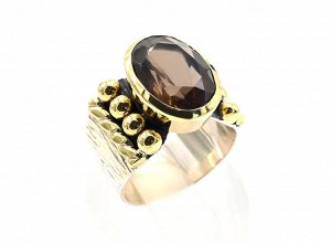 Кольцо С925 с раухтопазом 13*16мм, размер 18, 8,6г