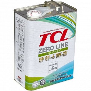 Масло моторное TCL Zero Line 0w20, синтетическое, API SP, ILSAC GF-6A, для бензинового двигателя, 4л, арт. Z0040020SP