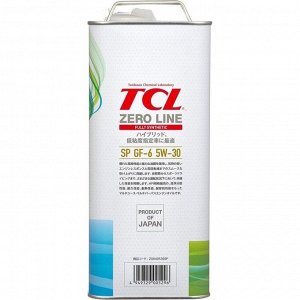 Масло моторное TCL Zero Line 5w30, синтетическое, API SP, ILSAC GF-6A, для бензинового двигателя, 4л, арт. Z0040530SP