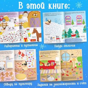 Многоразовая книга с маркером «Пиши-стирай. Зимние игры и задания», 12 стр.