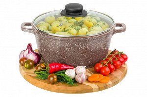 Казан 3,3 л "Гармония Вкуса" с крышкой, коричневый мрамор, индукция, диаметр 22 см