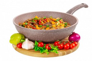 Сковорода ВОК 28 см "Коричневый мрамор" с индукционным дном, ГАРМОНИЯ ВКУСА, 47x29x14 см