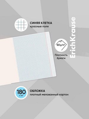Тетрадь 12 листов в клетку ErichKrause «Классика», обложка мелованный картон, голубая