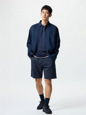 UNIQLO - легкие эластичные шорты в мелкую полоску - 69 NAVY