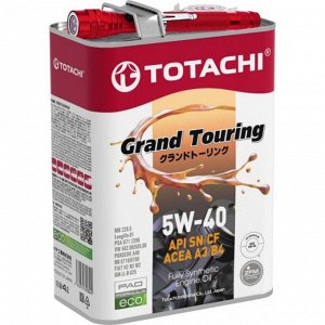 Масло моторное Totachi Grand Touring 5w40 синтетическое, API SN/CF, ACEA A3/B4, универсальное, 4л, фонарик в подарок, арт. 11904A
