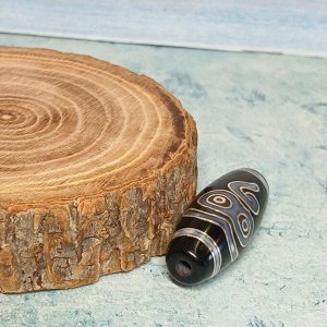 Бусина Дзи с инкрустацией серебра, 3см