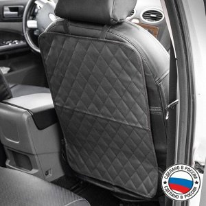 Накидка-незапинайка на спинку сиденья Cartage, экокожа, ромб, черный, 60x40 см, черный