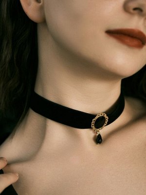 Чокер «Александрия» ажур, овал, цвет чёрный в золоте, 30 см