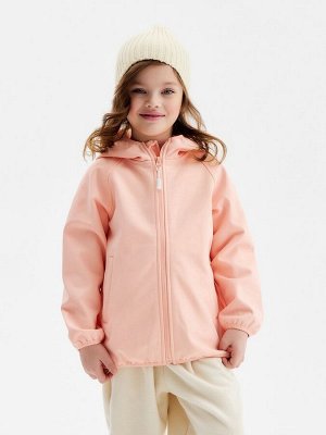 Ветровка демисезонная для девочек MINAKU из Softshell на флисе, непромокаемая, персиковая.