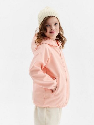 Ветровка демисезонная для девочек MINAKU из Softshell на флисе, непромокаемая, персиковая.
