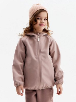 Ветровка демисезонная для девочек MINAKU из Softshell на флисе, непромокаемая, каштан.