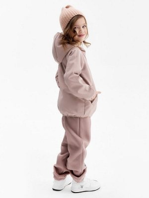 Ветровка демисезонная для девочек MINAKU из Softshell на флисе, непромокаемая, каштан.