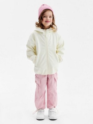 Ветровка демисезонная для девочек MINAKU из Softshell на флисе, непромокаемая, светло-серая.