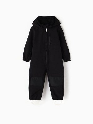 Комбинезон демисезонный для мальчиков MINAKU из Softshell на флисе, непромокаемый, чёрный.