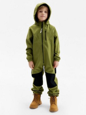 Комбинезон демисезонный для мальчиков MINAKU из Softshell на флисе, непромокаемый, оливковый.