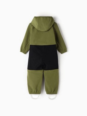 Комбинезон демисезонный для мальчиков MINAKU из Softshell на флисе, непромокаемый, оливковый.