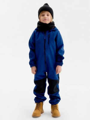 Комбинезон демисезонный для мальчиков MINAKU из Softshell на флисе, непромокаемый, тёмно-синий.