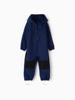 Комбинезон демисезонный для мальчиков MINAKU из Softshell на флисе, непромокаемый, тёмно-синий.