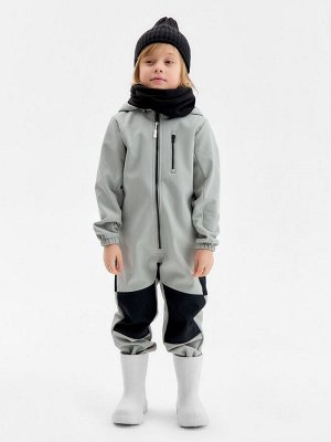 Комбинезон демисезонный для мальчиков MINAKU из Softshell на флисе, непромокаемый, серый.