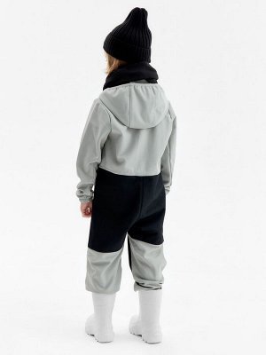 Комбинезон демисезонный для мальчиков MINAKU из Softshell на флисе, непромокаемый, серый.