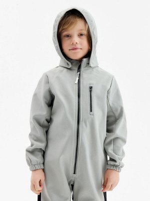 Комбинезон демисезонный для мальчиков MINAKU из Softshell на флисе, непромокаемый, серый.