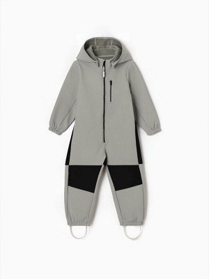 Комбинезон демисезонный для мальчиков MINAKU из Softshell на флисе, непромокаемый, серый.