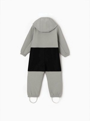 Комбинезон демисезонный для мальчиков MINAKU из Softshell на флисе, непромокаемый, серый.