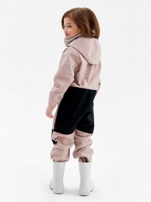 Комбинезон демисезонный для девочек MINAKU из Softshell на флисе, непромокаемый, бежевый.