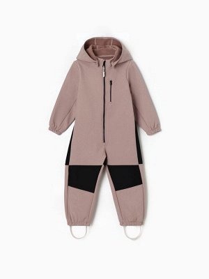 Комбинезон демисезонный для девочек MINAKU из Softshell на флисе, непромокаемый, бежевый.