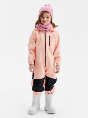 Комбинезон демисезонный для девочек MINAKU из Softshell на флисе, непромокаемый, персиковый.