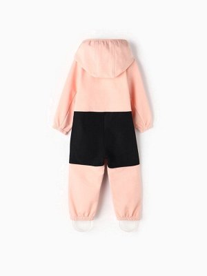 Комбинезон демисезонный для девочек MINAKU из Softshell на флисе, непромокаемый, персиковый.