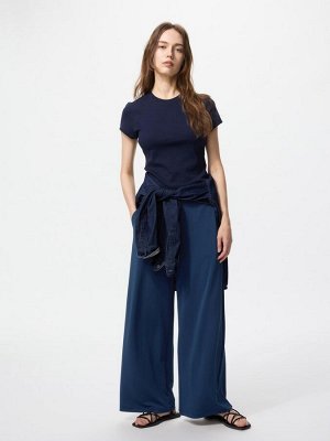 UNIQLO Crepe Jersey Straight Pants – прямые брюки из креп-джерси - 68 BLUE