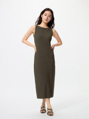 UNIQLO Washable Knit Bra Dress – трикотажное платье-комбинация с бра - 34 BROWN