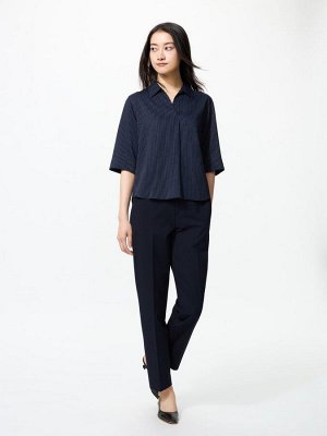 UNIQLO Rayon Skipper Blouse - блузка в полоску с рукавами 3/4 - 69 NAVY