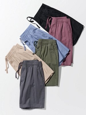UNIQLO Stretch Easy Shorts – комфортные шорты из твила с эластичным поясом - 31 BEIGE