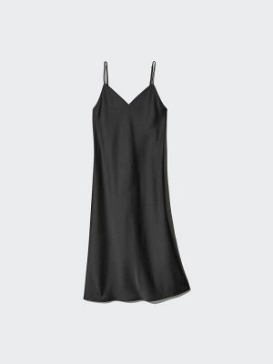 UNIQLO Satin Camisole Dress – атласное платье-комбинация - 09 BLACK