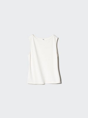 UNIQLO Crepe Jersey Boat Neck – бесшовный топ без рукавов с вырезом "лодочка" из креп-джерси