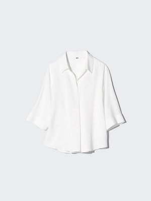 UNIQLO Rayon Skipper Blouse – блузка с рукавом 3/4 - 56 OLIVE