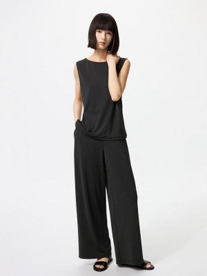 UNIQLO Crepe Jersey Straight Pants – прямые брюки из креп-джерси - 09 BLACK
