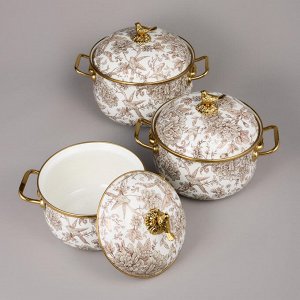 Набор эмалированных кастрюль "Royal Garden", 6 предметов (2,1л, 2,8л, 3,8л), 1 шт.