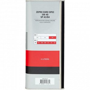 Масло моторное Zepro Euro Spec 5w40, синтетическое, API SP, ACEA A3/B4, универсальное, 4л, арт. 1849-004-0