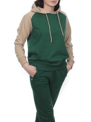 NOE103 BEIGE/GREEN Костюм спортивный женский (хлопок 90%, полиэстер 10%)