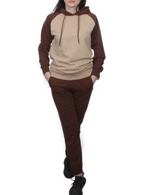 NOE103 BROWN/BEIGE Костюм спортивный женский (хлопок 90%, полиэстер 10%)