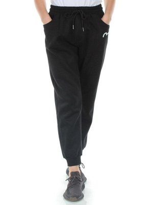 M029 BLACK Брюки спортивные утепленные женские (85% хлопок, 10% полиэстер, 5% спандекс)